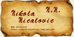 Nikola Mićalović vizit kartica